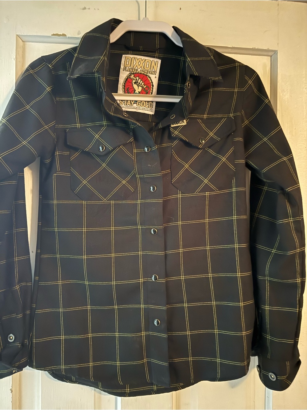 DIXXON Black Button-Up Shirt with Yellow Windowpane - Picture 1 of 2
